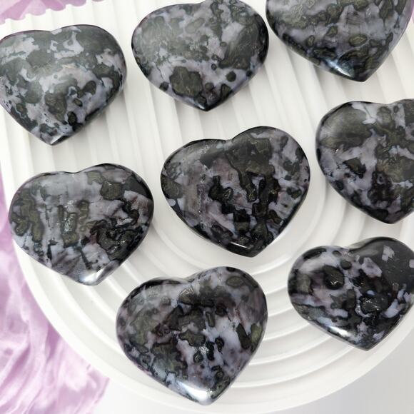Indigo Gabbro Merlinite Heart Crystal Carving Intuition Crystals - Picture 3 of 8